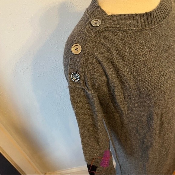 Juicy Couture Charcoal Grey Wool Blend Sweater Dress 3/4 Sleeve Argyle Print - Picture 4 of 11